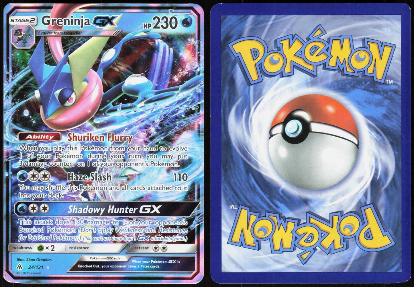 GRENINJA GX 24/131 FORBIDDEN LIGHT POKEMON GX RARE HOLO LP