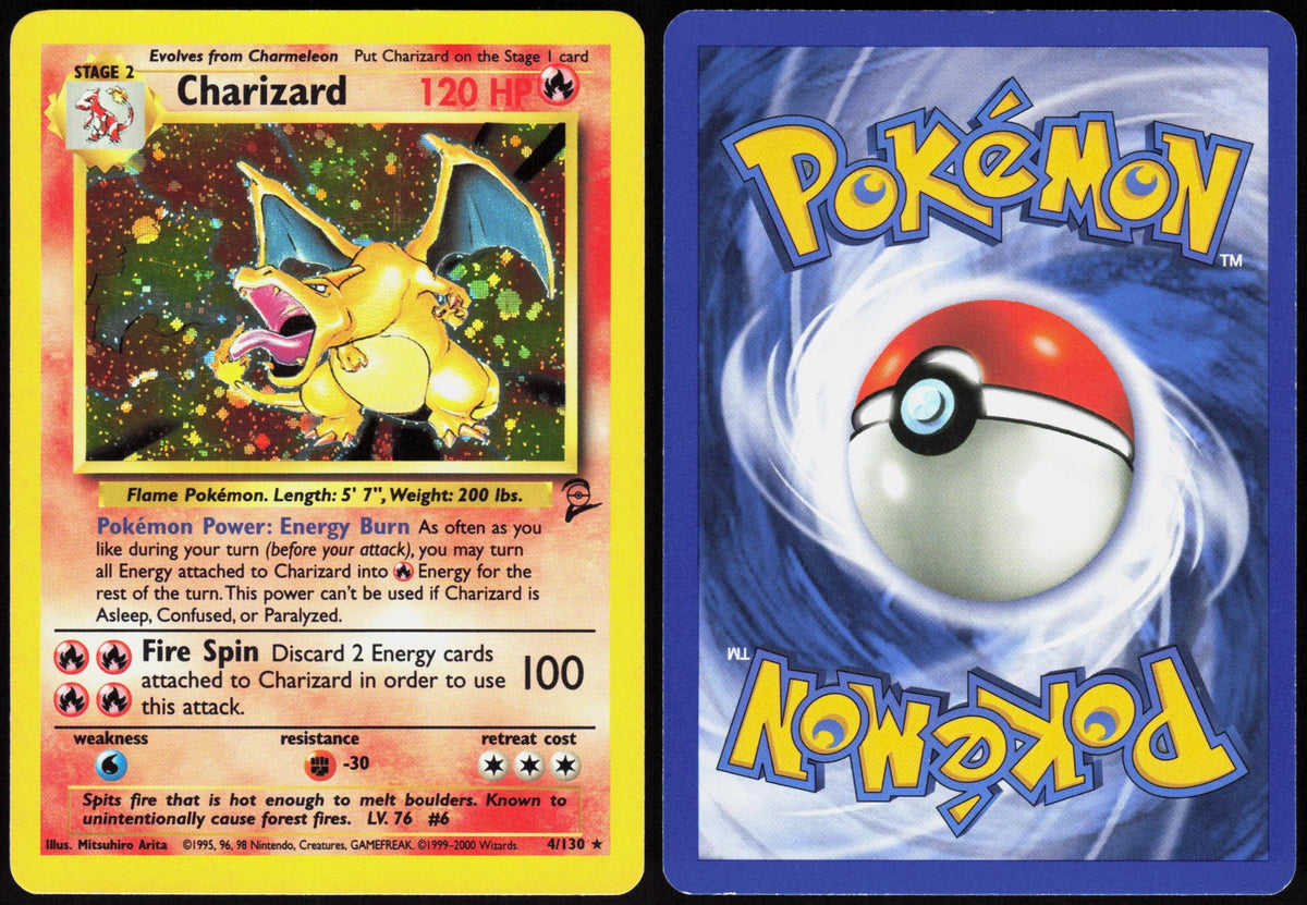 CHARIZARD 4/130 BASE SET 2 POKEMON RARE HOLO LP