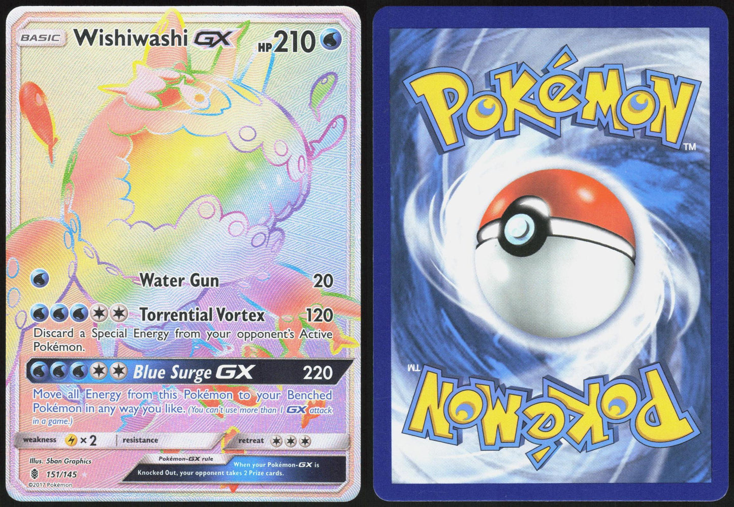 WISHIWASHI GX (SECRET) 151/145 GUARDIANS RISING POKEMON SECRET RARE NM