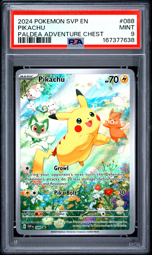 PIKACHU 088 PSA 9 PALDEA ADVENTURE CHEST SV BLACK STAR PROMO POKEMON