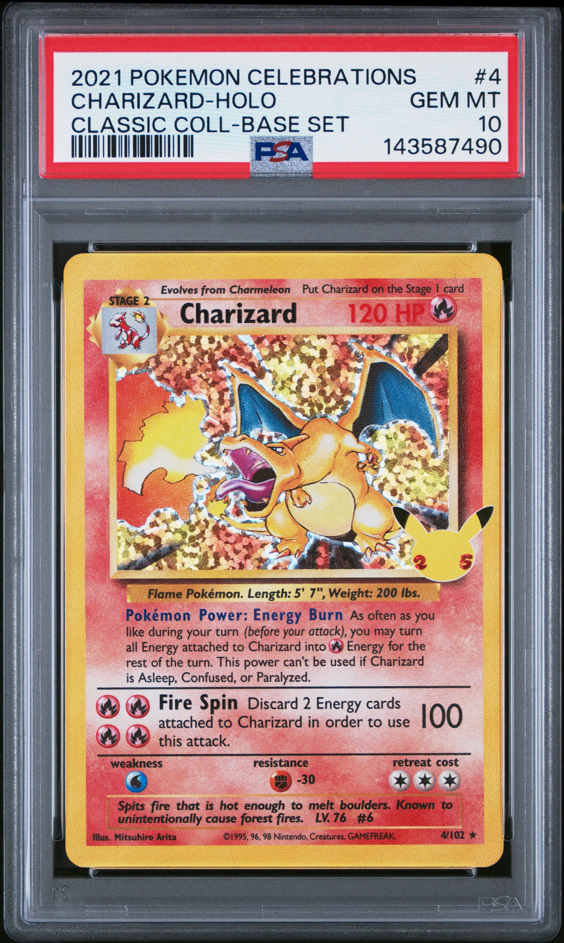 CHARIZARD HOLO 4 PSA 10 CELEBRATIONS CLASSIC COLLECTION POKEMON