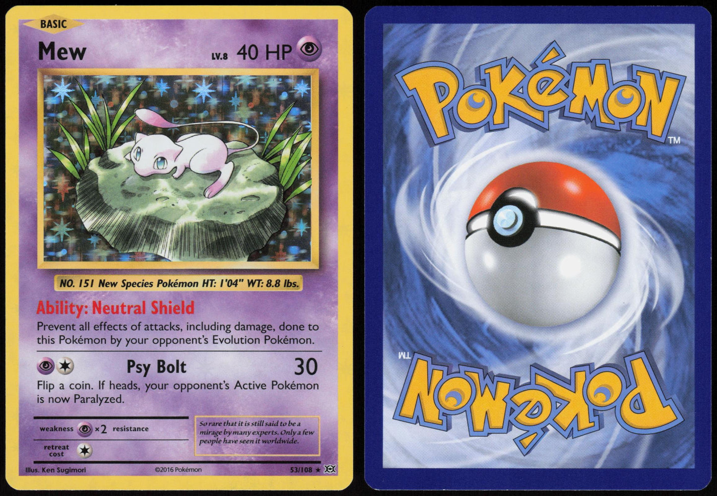 MEW 53/108 EVOLUTIONS POKEMON RARE HOLO LP