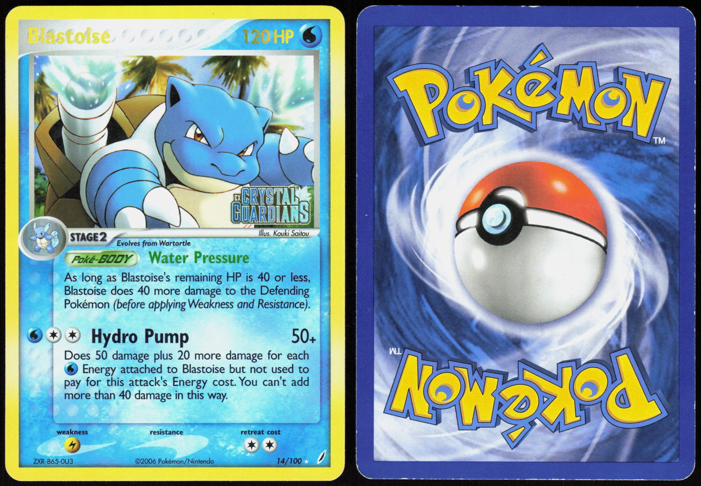 BLASTOISE 14/100 CRYSTAL GUARDIANS POKEMON RARE REVERSE HOLO LP