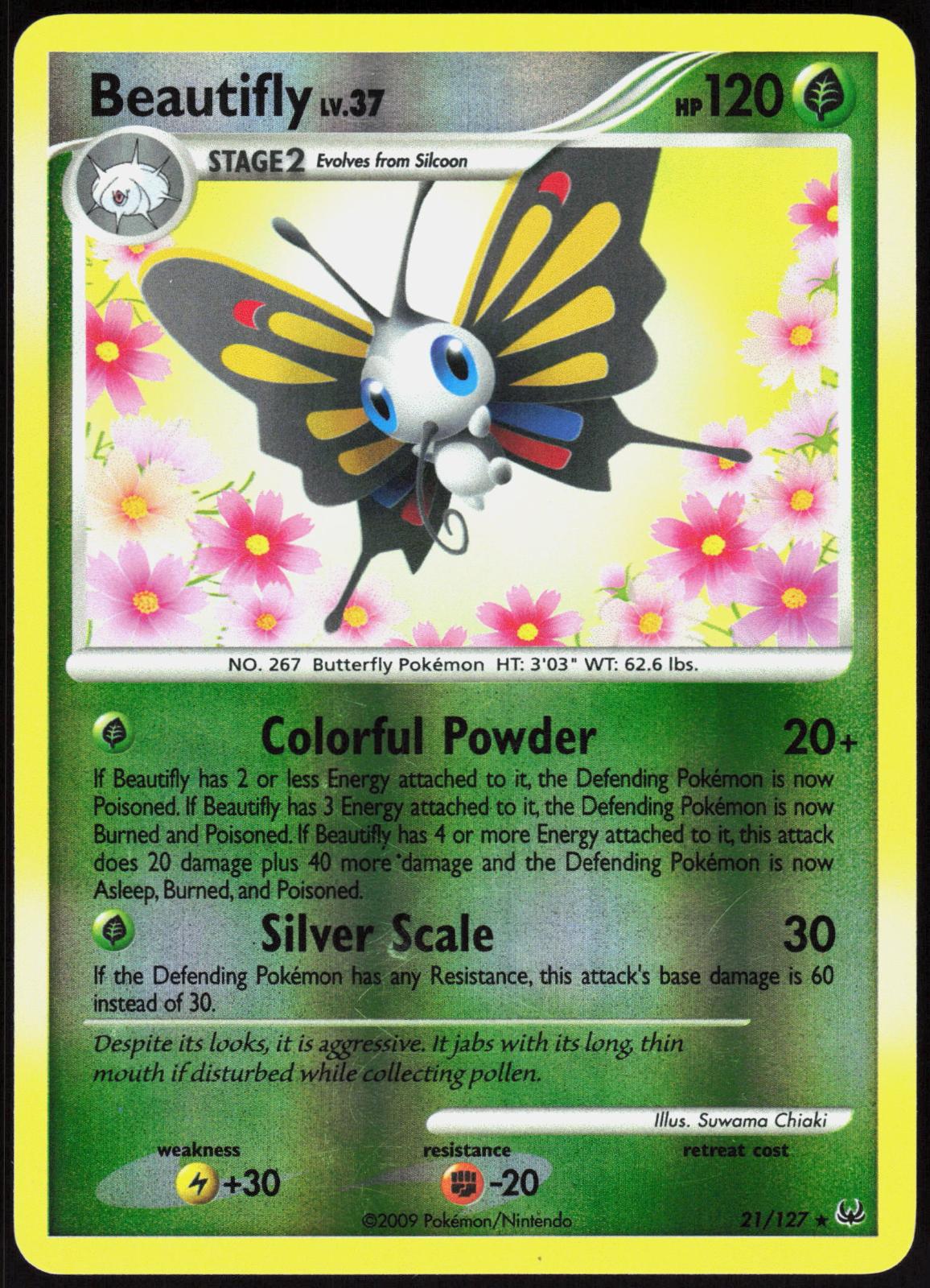 BEAUTIFLY 21/127 PLATINUM POKEMON RARE REVERSE HOLO LP