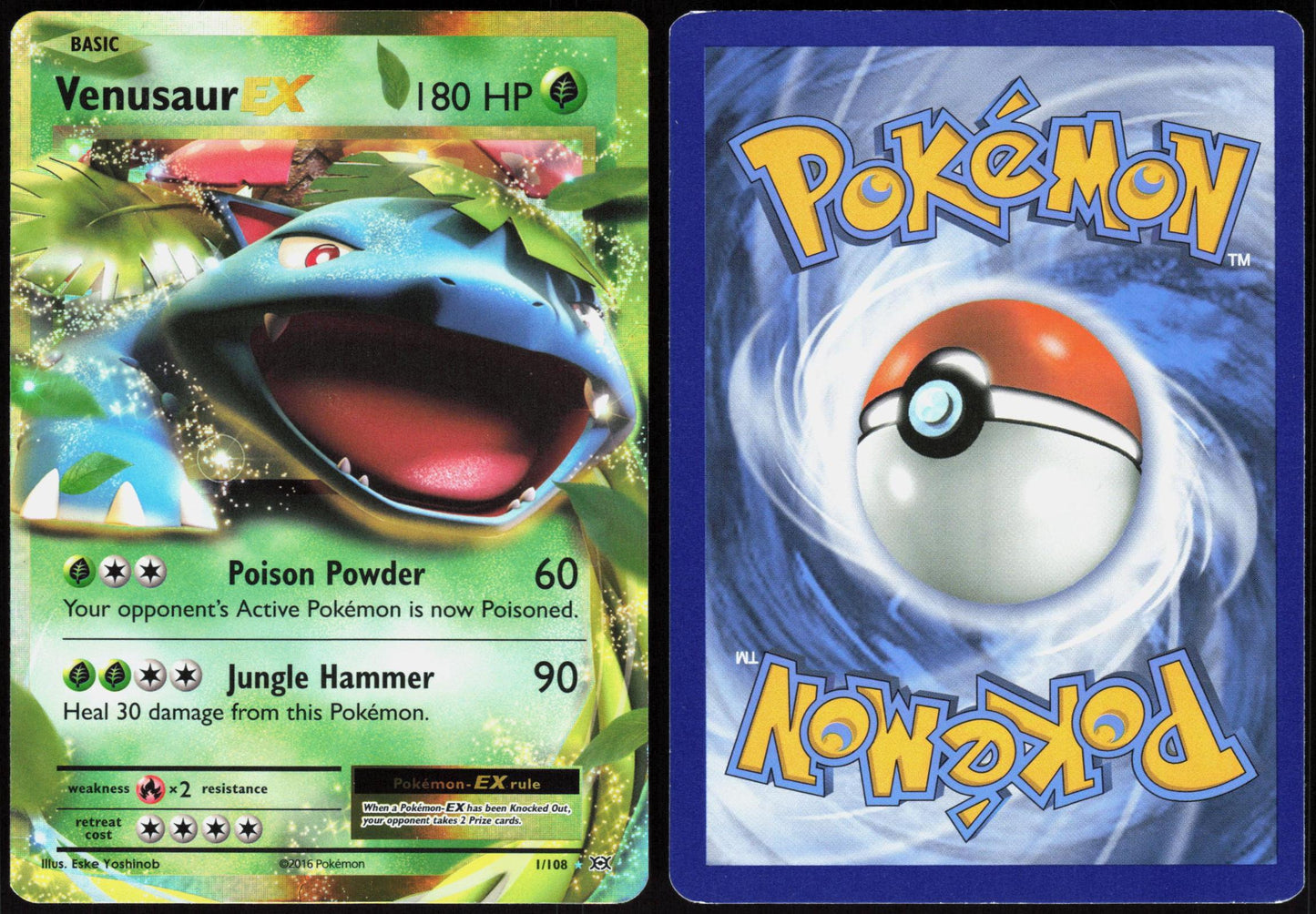 VENUSAUR EX 1/108 EVOLUTIONS POKEMON EX RARE HOLO LP