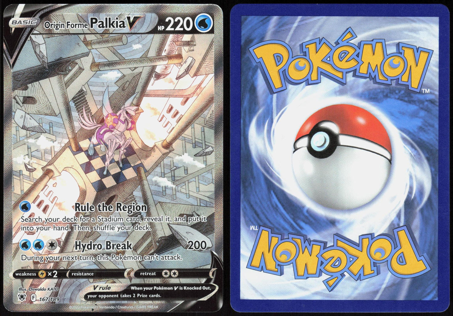 ORIGIN FORME PALKIA V 167/189 ASTRAL RADIANCE POKEMON ULTRA RARE HOLO LP