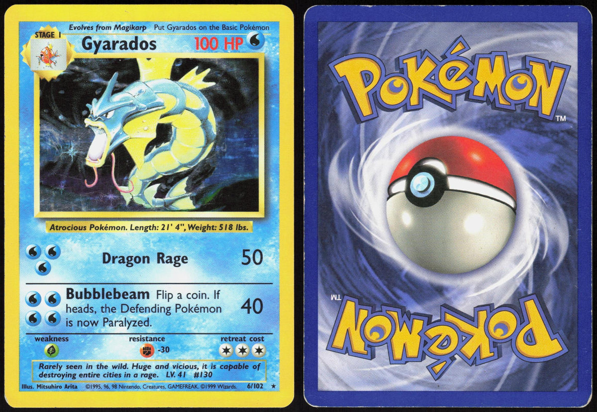 GYARADOS 6/102 BASE SET UNLIMITED POKEMON HOLO RARE HP