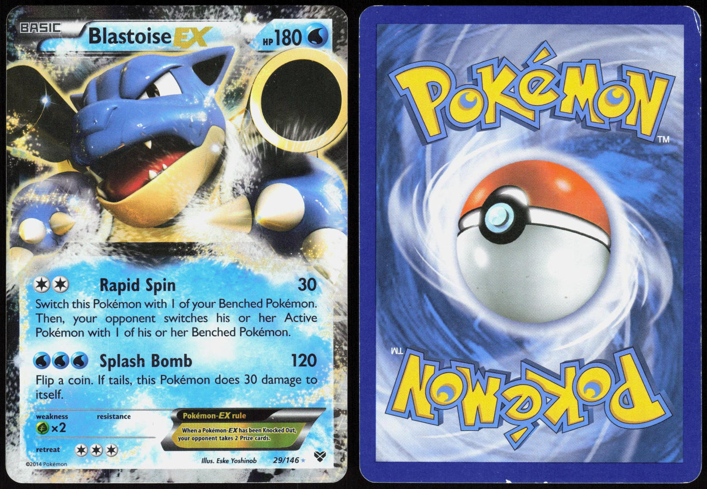 BLASTOISE EX 29/146 XY BASE SET POKEMON EX RARE HOLO LP