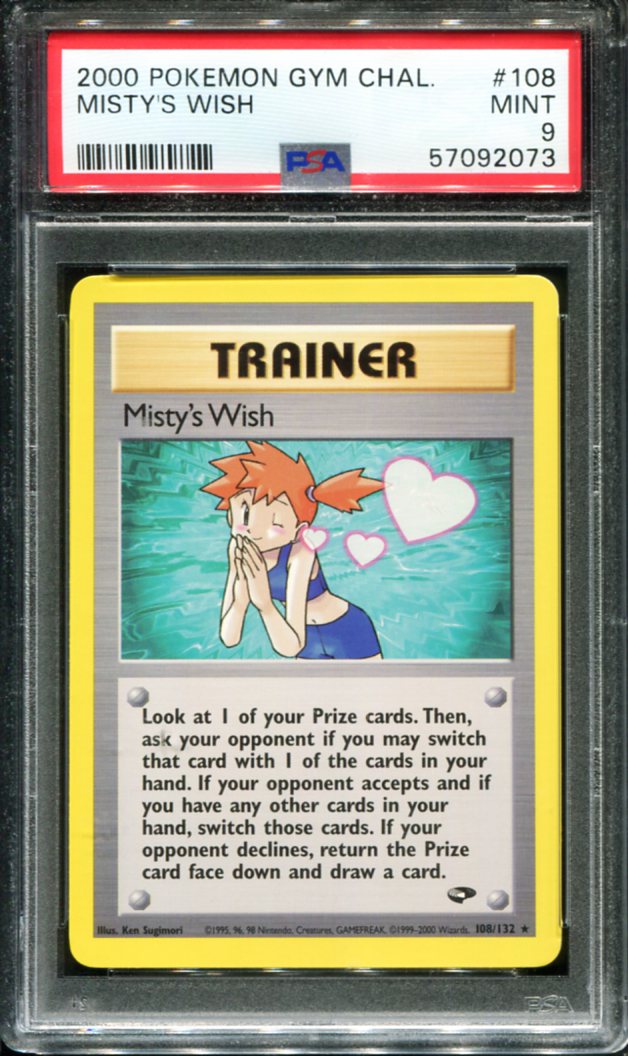 MISTY'S WISH 108/132 PSA 9 GYM CHALLENGE POKEMON
