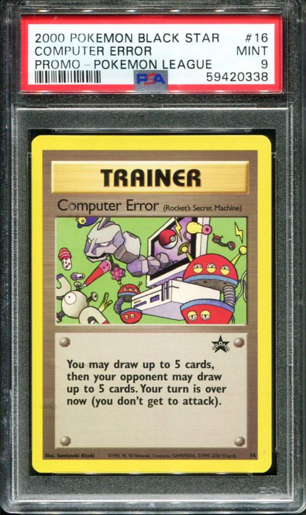 COMPUTER ERROR 16 PSA 9 POKEMON LEAGUE PROMO BLACK STAR POKEMON