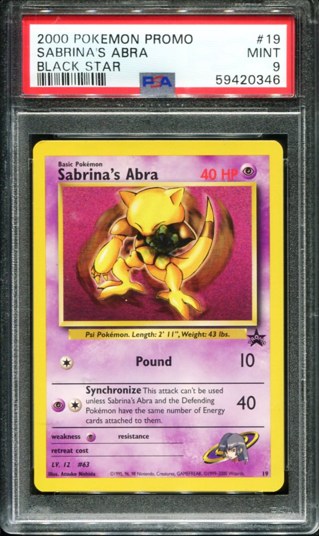 SABRINA'S ABRA 19 PSA 9 PROMO BLACK STAR POKEMON