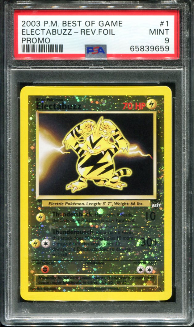 ELECTABUZZ REVERSE HOLO 1/9 PSA 9 BEST OF GAME PROMO POKEMON