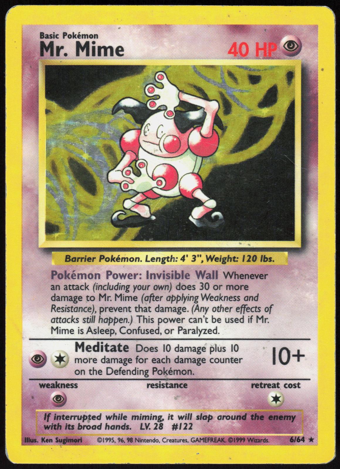 MR. MIME 6/64 JUNGLE POKEMON RARE UNLIMITED HOLO HP