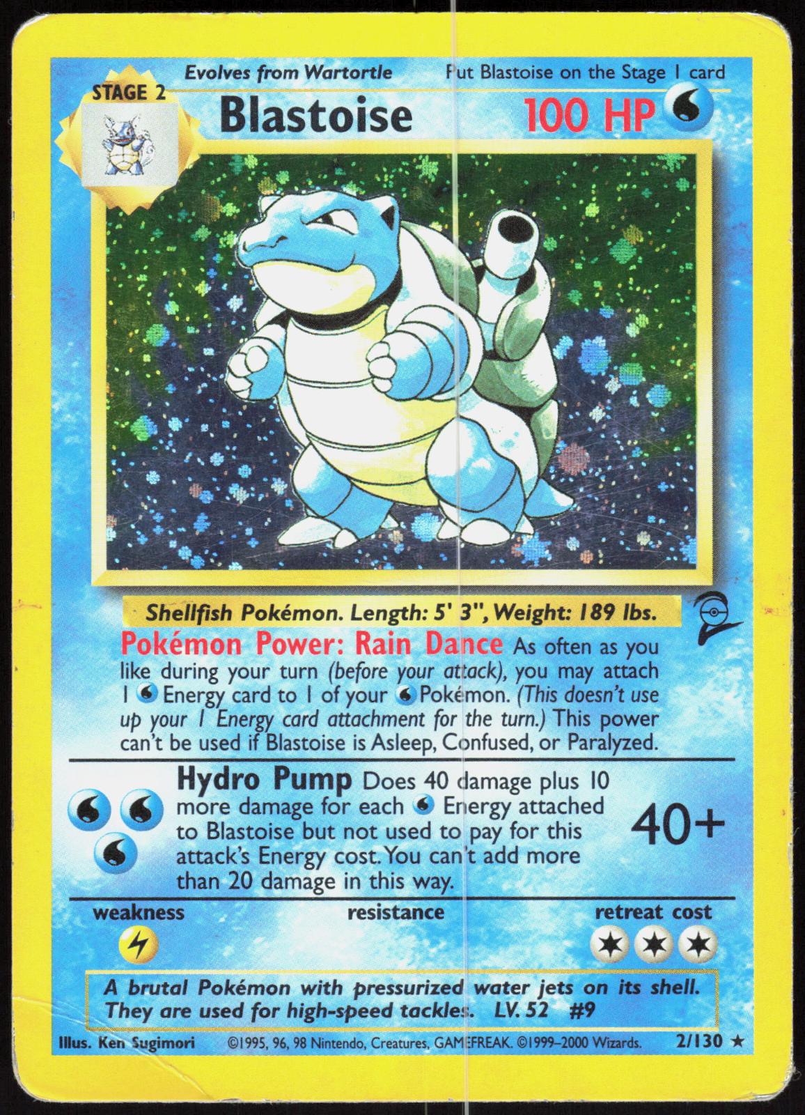 BLASTOISE 2/130 BASE SET 2 POKEMON RARE HOLO MP