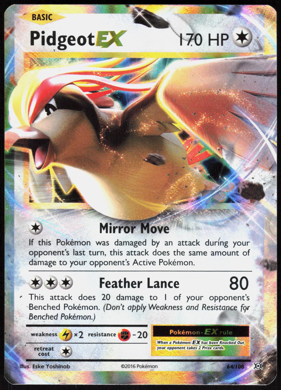 PIDGEOT EX 64/108 EVOLUTIONS POKEMON ULTRA RARE HOLO LP