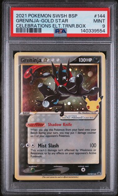POKEMON TCG - GRENINJA GOLD STAR SWSH144 PSA 9 25TH CELEBRATION ETB