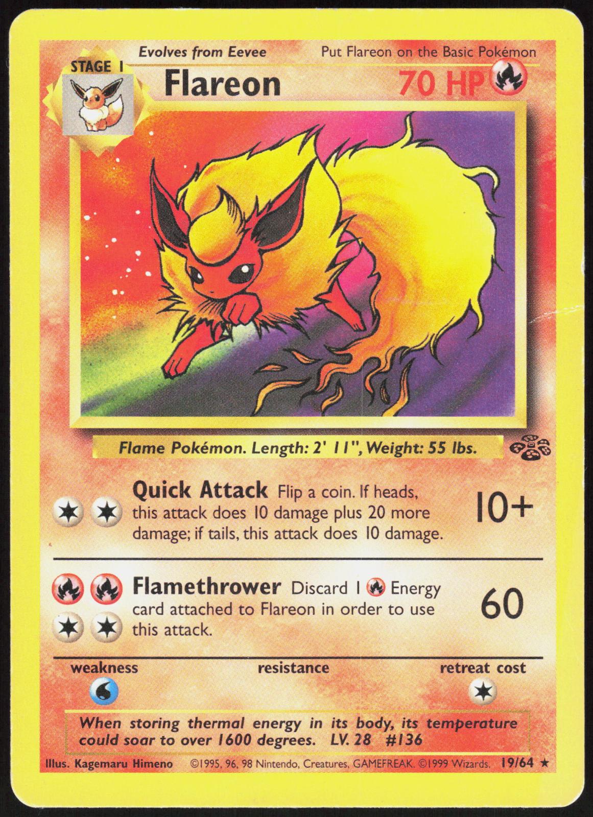FLAREON 19/64 JUNGLE POKEMON RARE UNLIMITED MP