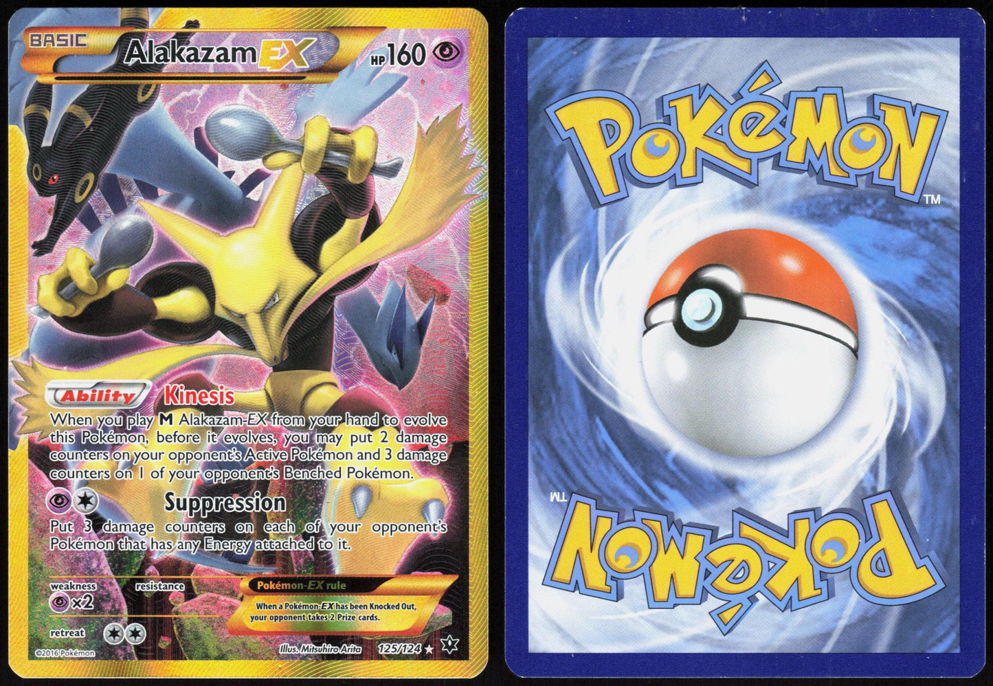 ALAKAZAM EX 125/124 FATES COLLIDE POKEMON SECRET RARE LP