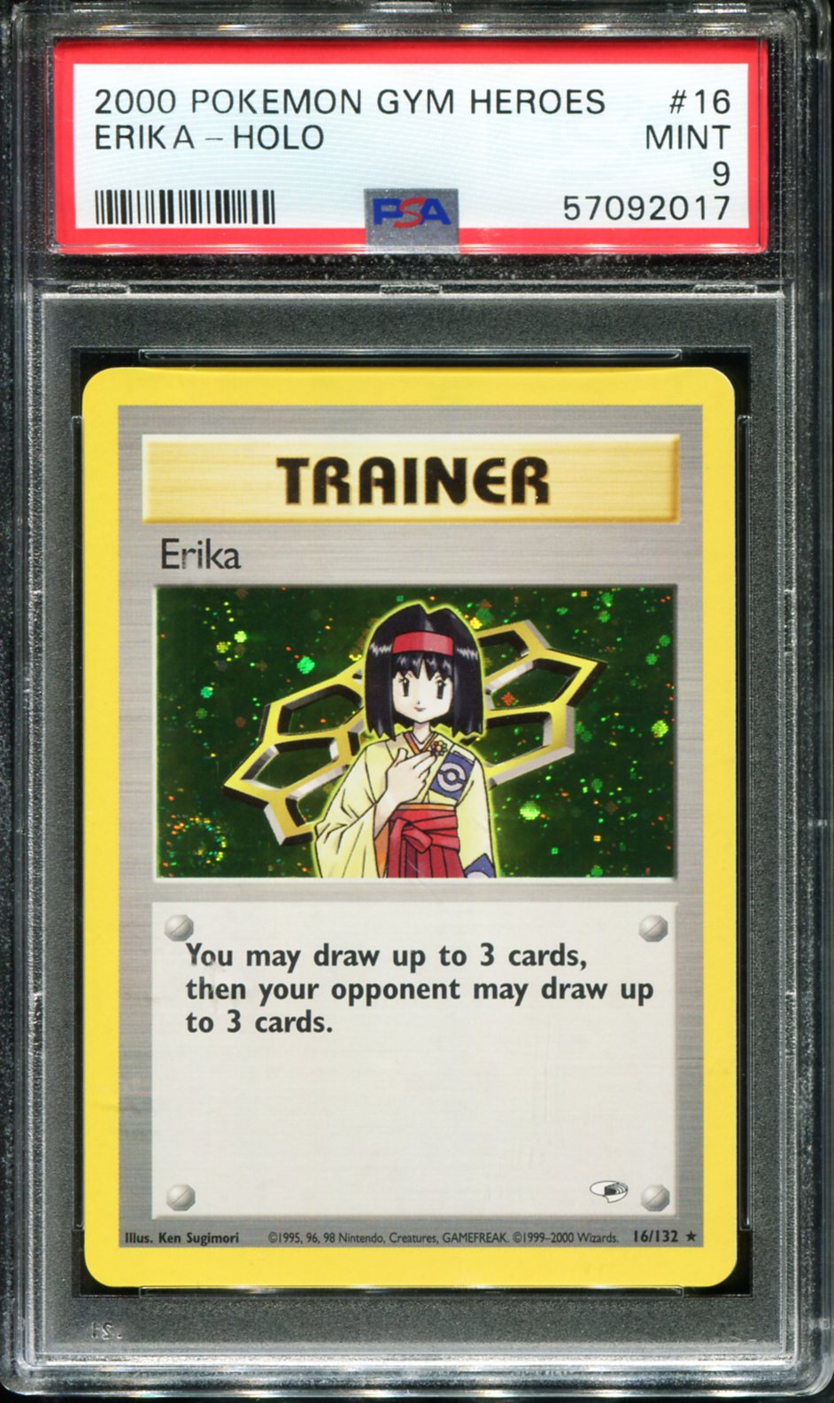ERIKA HOLO 16/132 PSA 9 GYM HEROES POKEMON