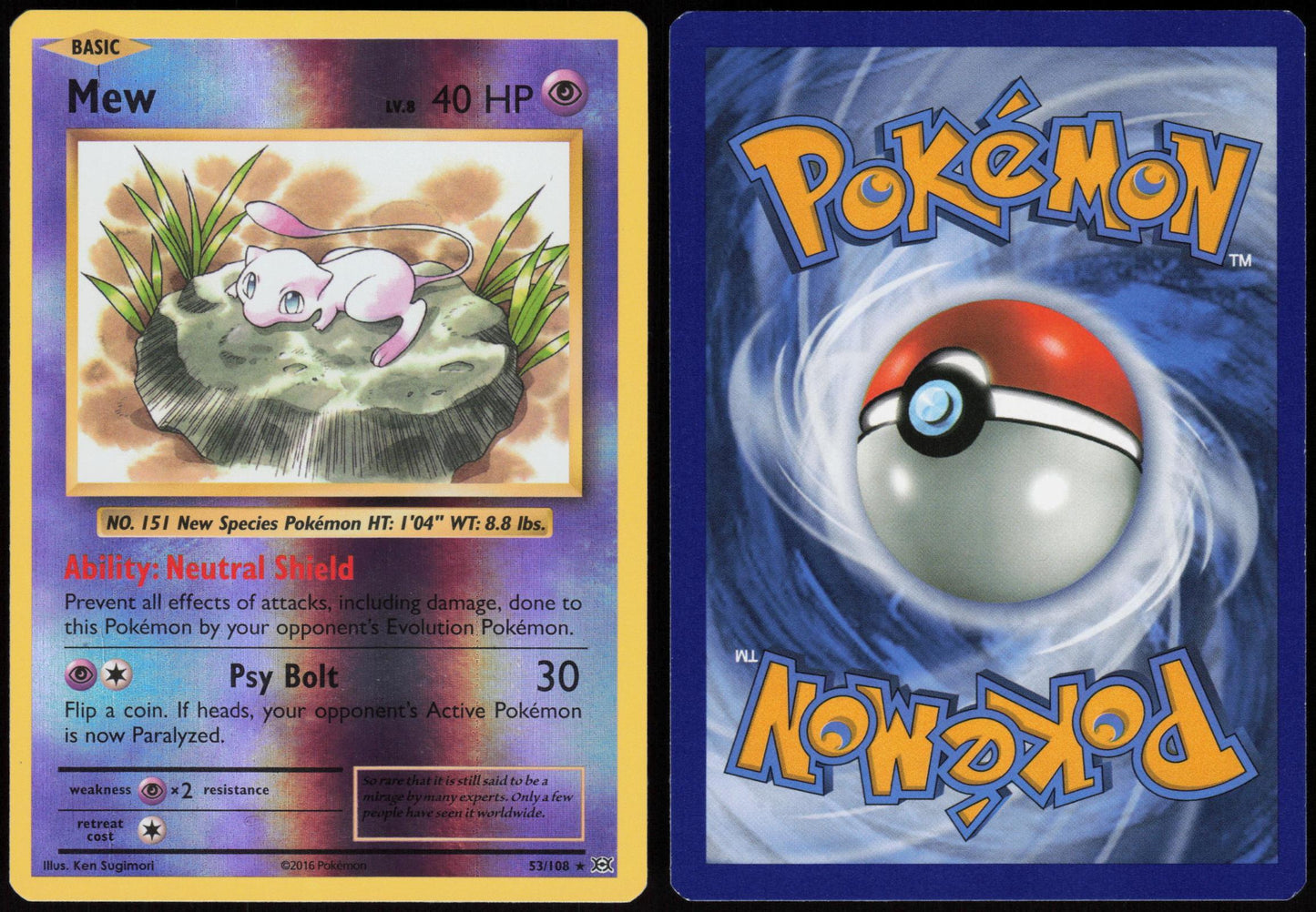 MEW 53/108 EVOLUTIONS POKEMON RARE REVERSE HOLO LP