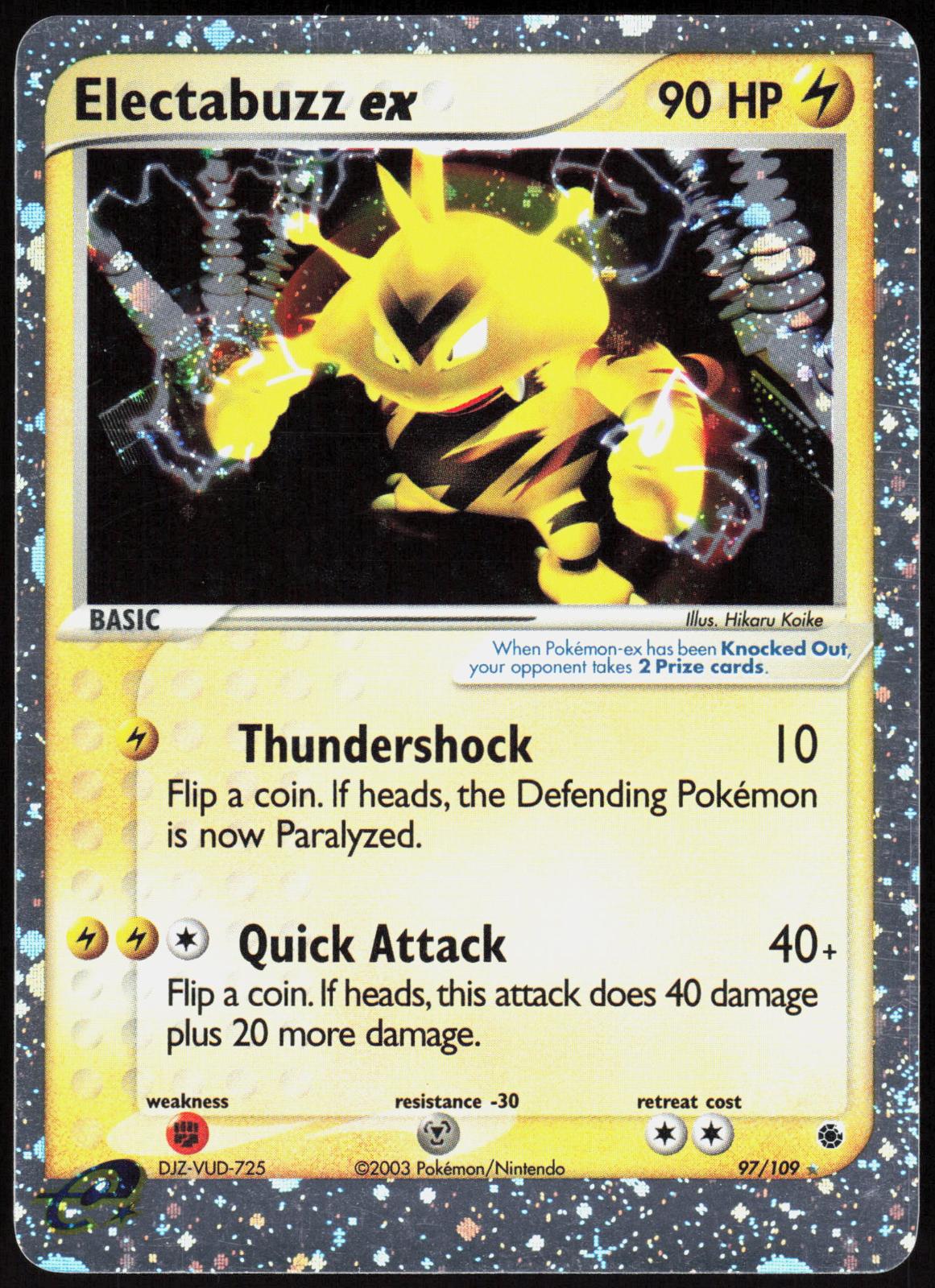 ELECTABUZZ EX 97/109 RUBY & SAPPHIRE POKEMON EX RARE HOLO LP