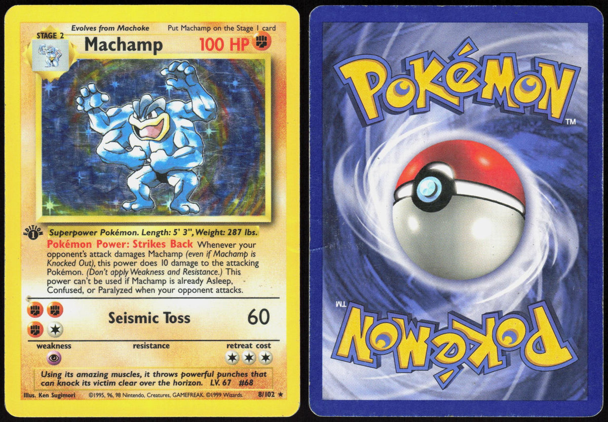 MACHAMP 8/102 DECK EXCLUSIVES POKEMON HOLO RARE 1ST EDITION HOLO MP
