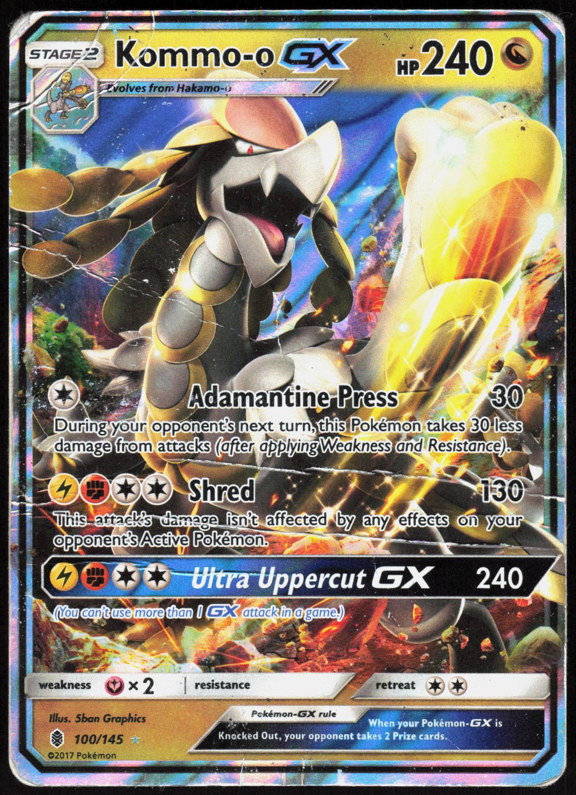KOMMO-O GX 100/145 GUARDIANS RISING POKEMON ULTRA RARE HOLO HP