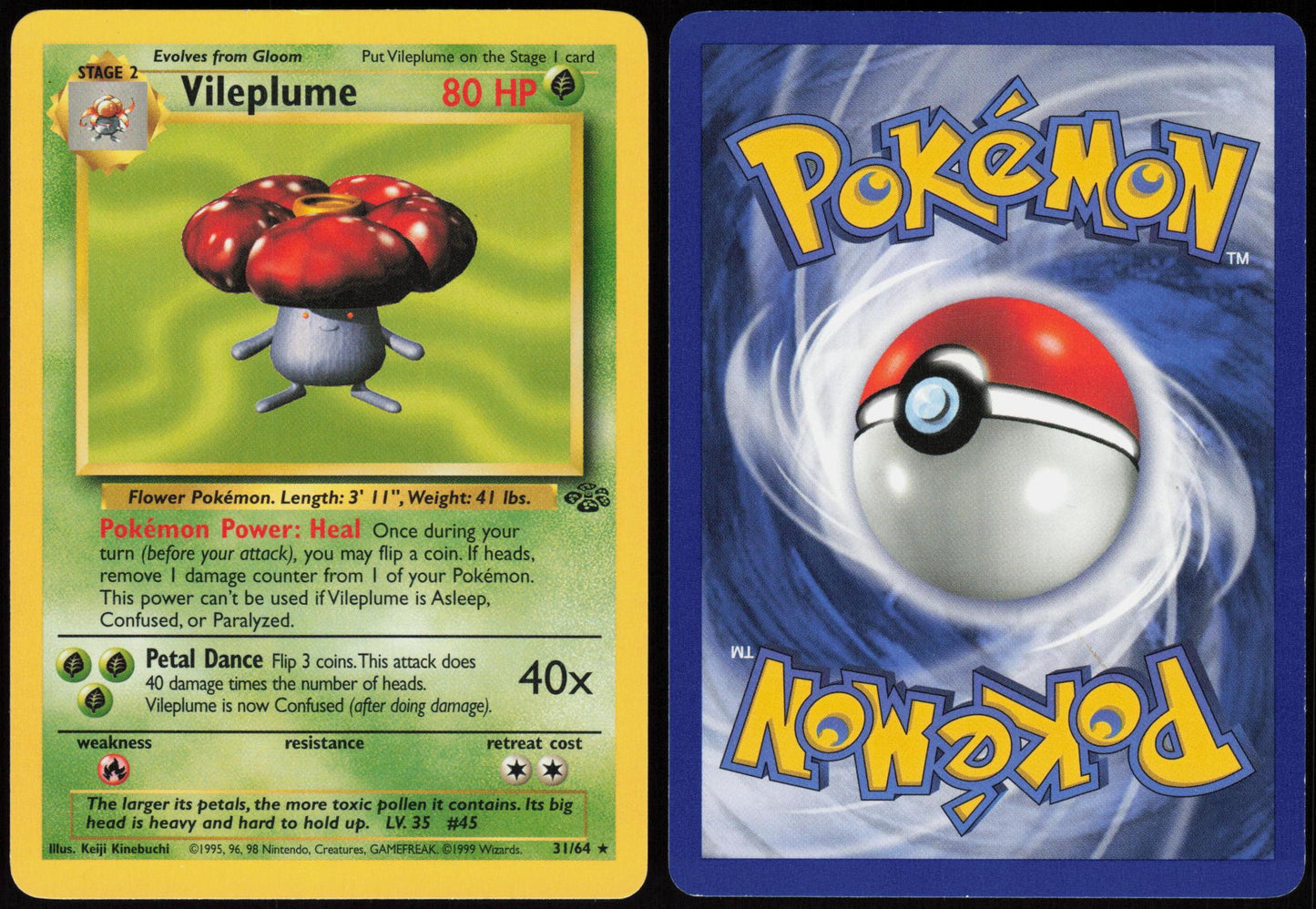 VILEPLUME 31/64 JUNGLE POKEMON RARE UNLIMITED LP