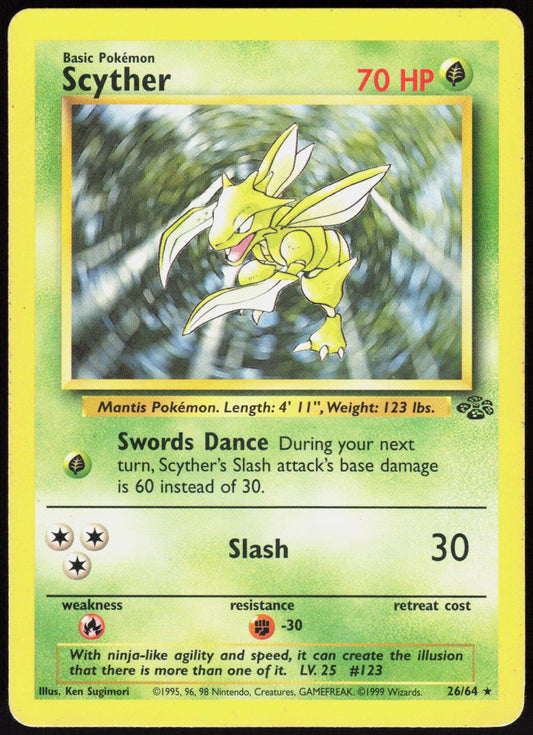SCYTHER 26/64 JUNGLE POKEMON RARE UNLIMITED LP