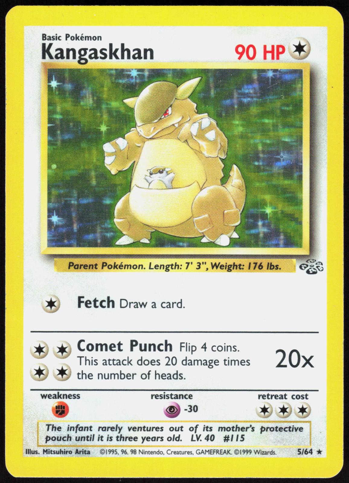 KANGASKHAN 5/64 JUNGLE POKEMON RARE UNLIMITED HOLO NM