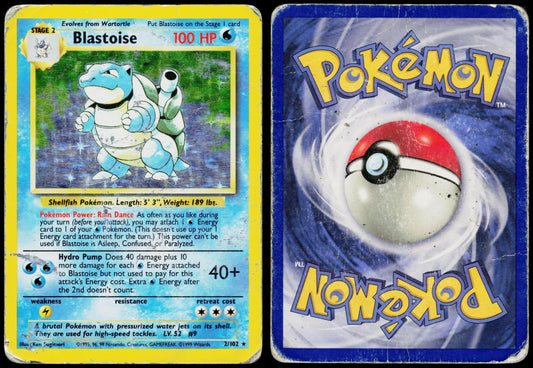 POKEMON BLASTOISE 2/102 BASE SET UNLIMITED HOLO RARE