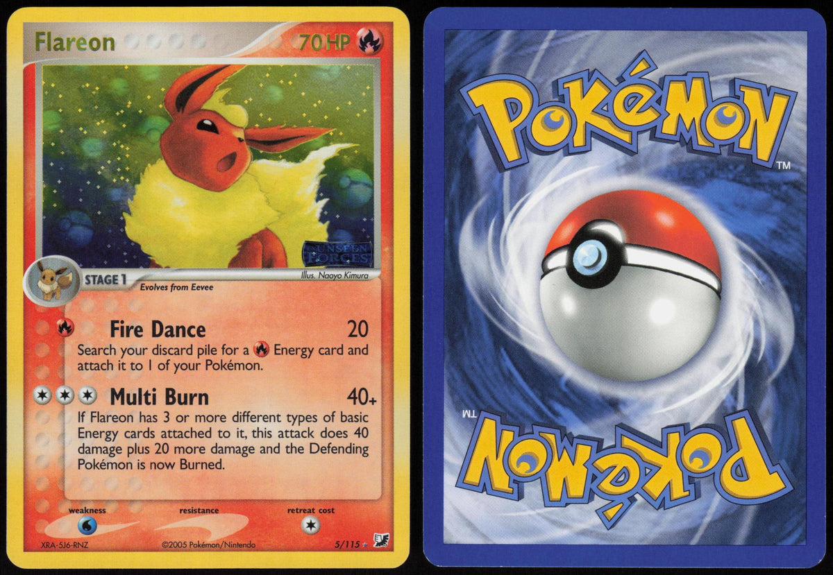 FLAREON 5/115 UNSEEN FORCES POKEMON RARE HOLO LP