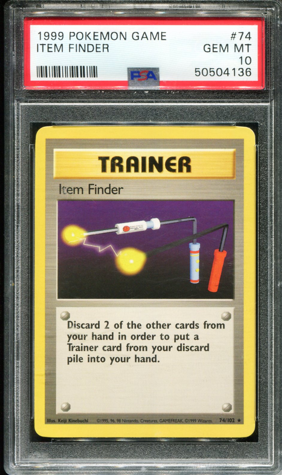 ITEM FINDER 74/102 PSA 10 GAME POKEMON