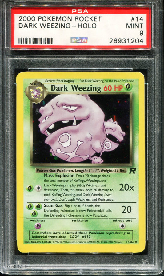 DARK WEEZING HOLO 14 PSA 9 ROCKET POKEMON
