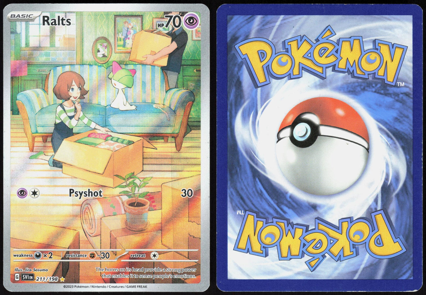 RALTS 211/198 SCARLET & VIOLET POKEMON ILLUSTRATION RARE HOLO LP