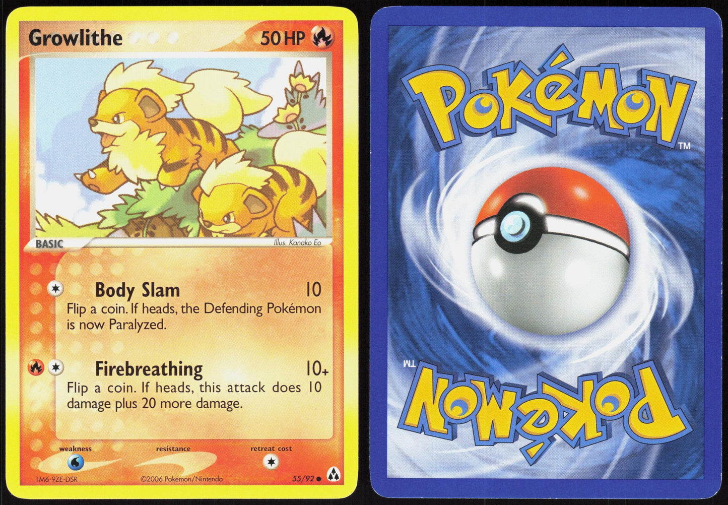 GROWLITHE 55/92 LEGEND MAKER POKEMON COMMON LP