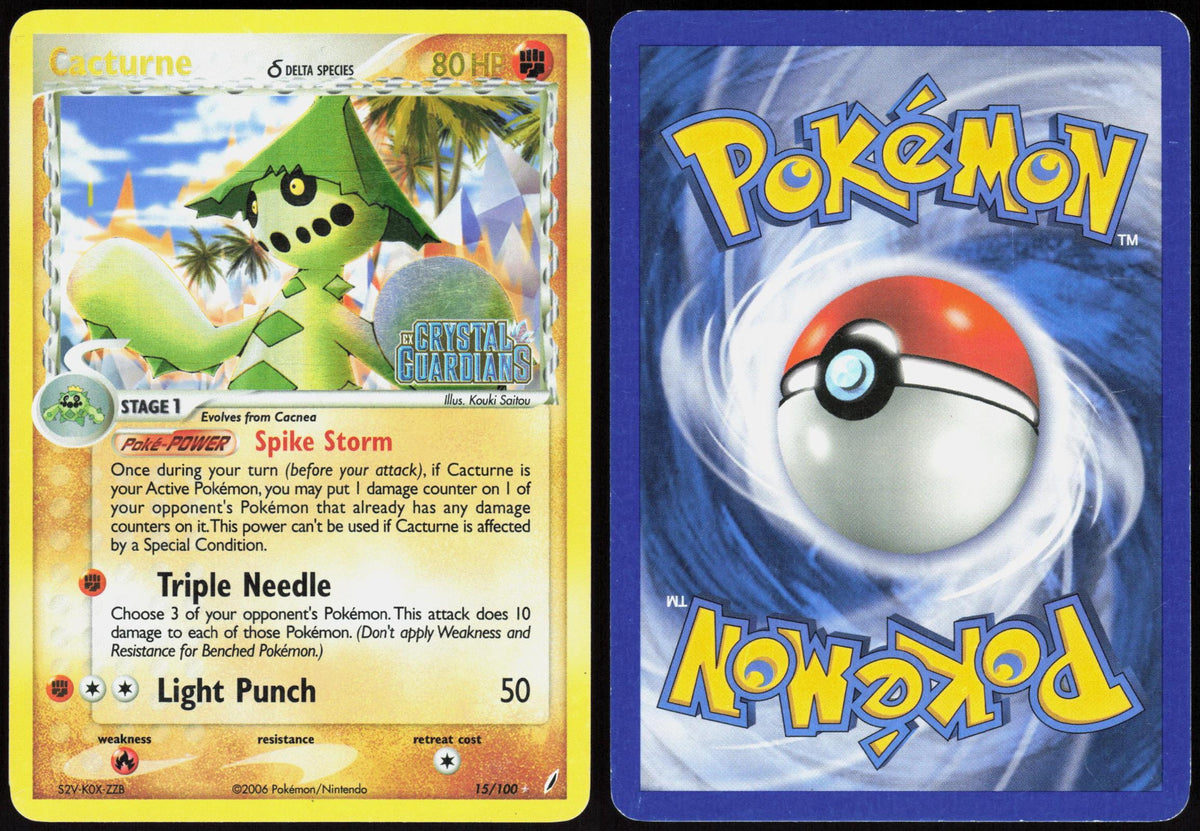 CACTURNE Δ 15/100 CRYSTAL GUARDIANS POKEMON RARE REVERSE HOLO MP