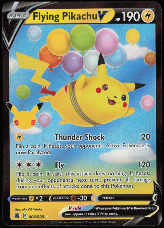 FLYING PIKACHU V 006/025 CELEBRATIONS POKEMON V RARE HOLO LP
