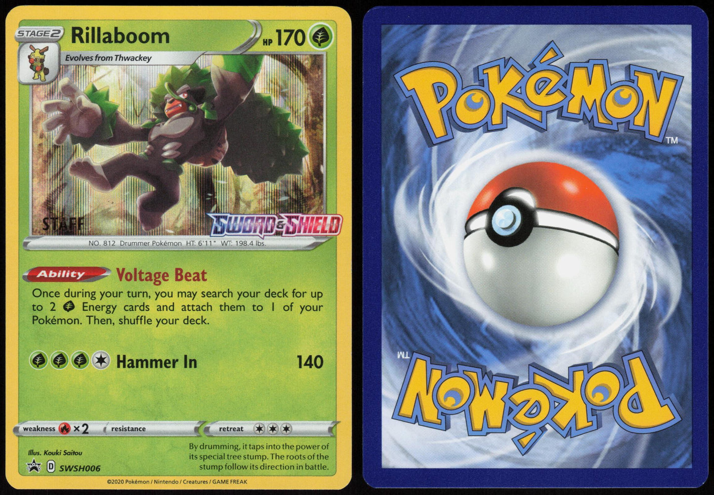 RILLABOOM (PRERELEASE) [STAFF] SWSH006 SWORD & SHIELD PROMO POKEMON HOLO NM