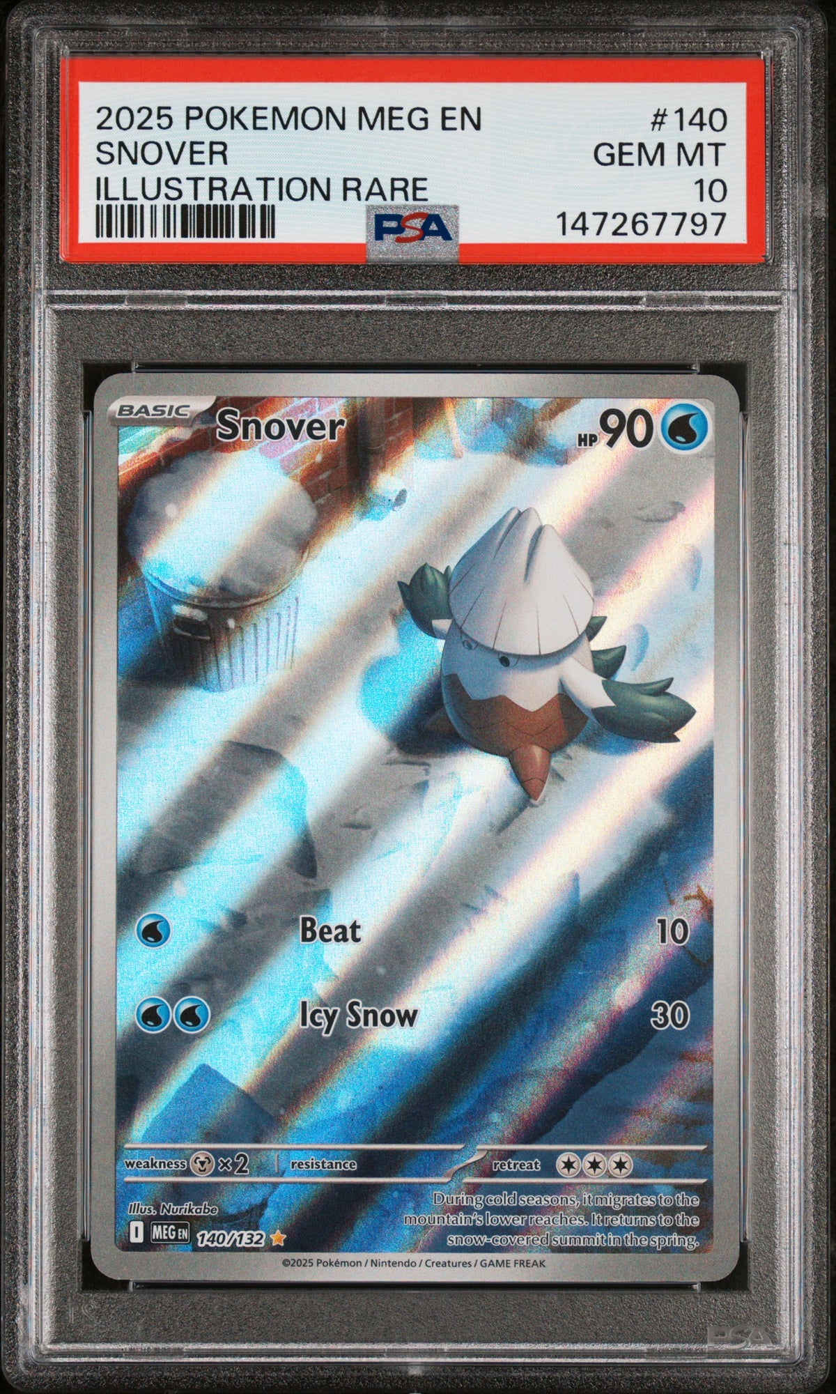 SNOVER 140/132 PSA 10 ILLUSTRATION RARE MEGA EVOLUTION POKEMON
