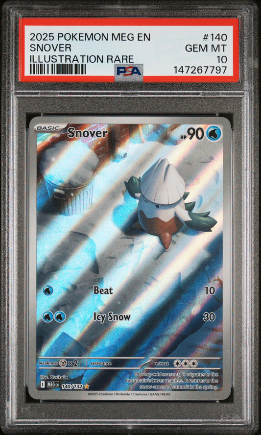 SNOVER 140/132 PSA 10 ILLUSTRATION RARE MEGA EVOLUTION POKEMON