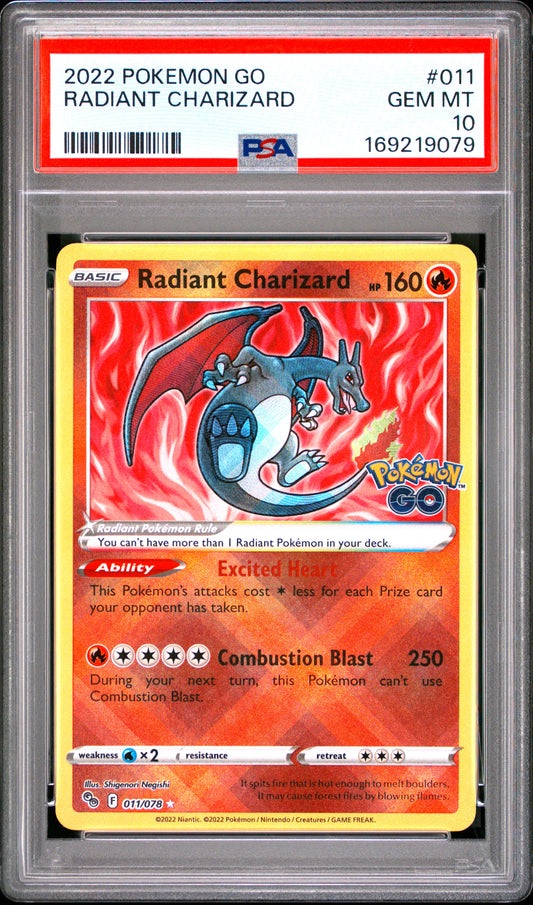 RADIANT CHARIZARD 011 PSA 10 GO POKEMON