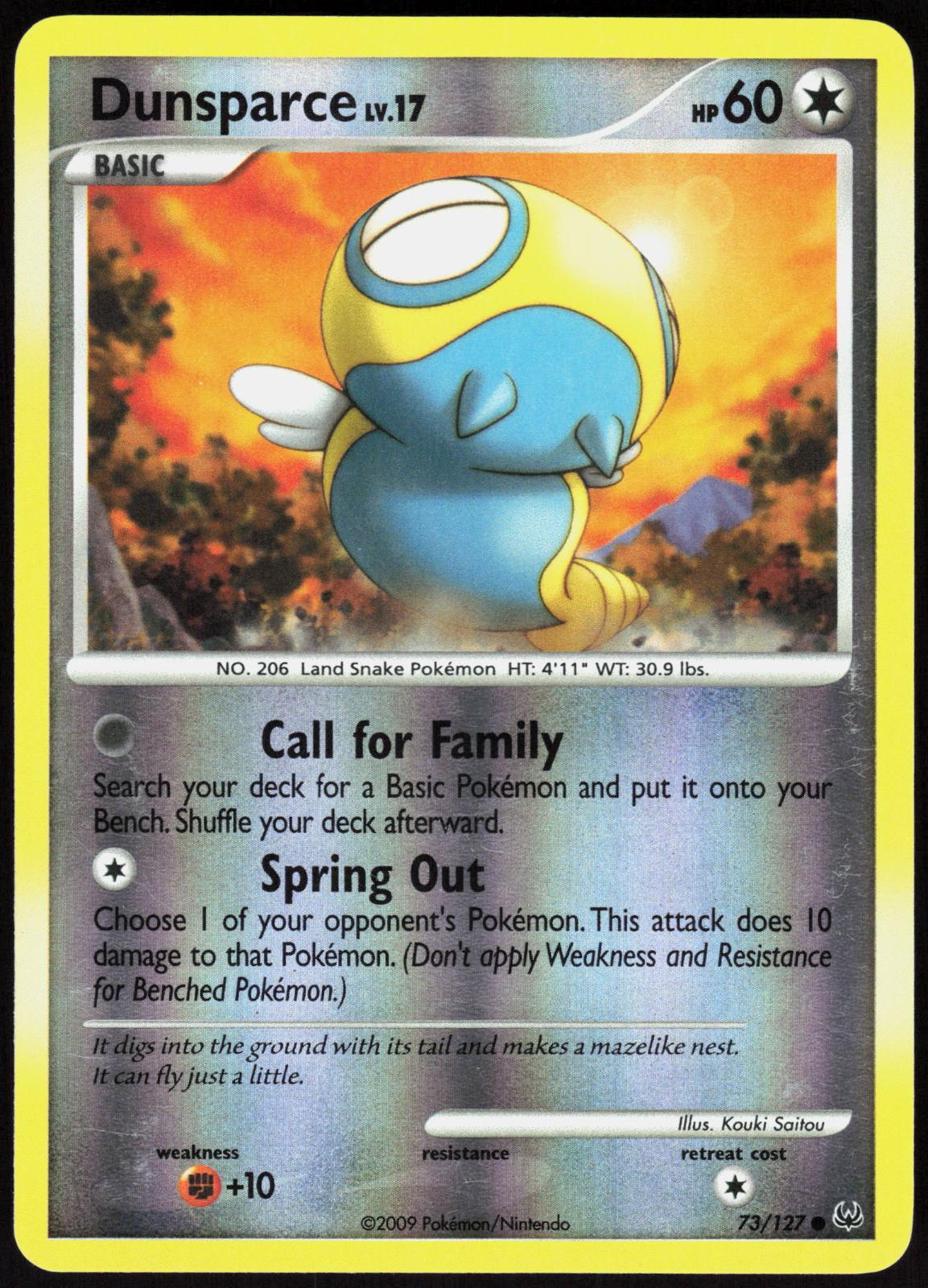 DUNSPARCE 73/127 PLATINUM POKEMON COMMON REVERSE HOLO LP