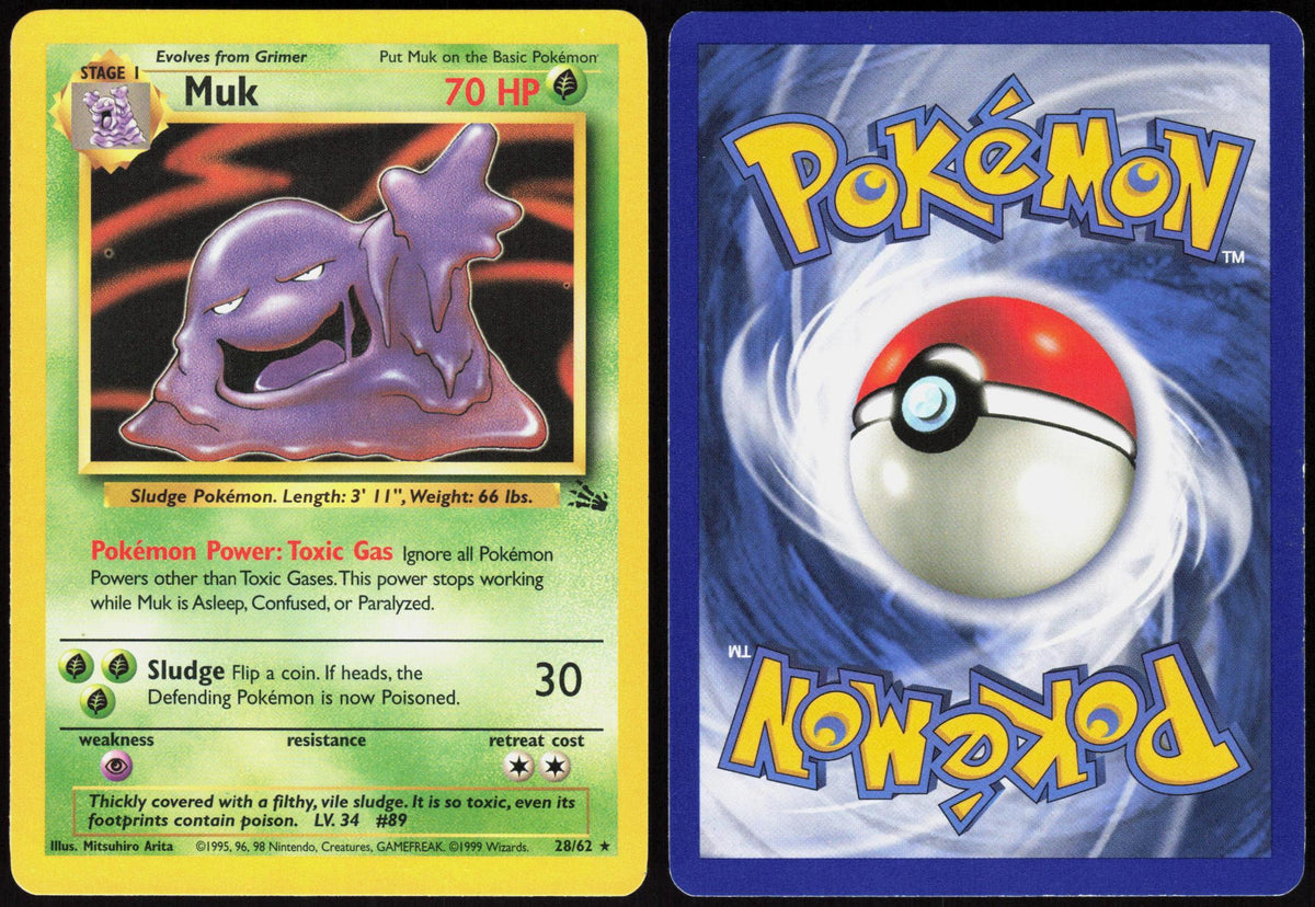 MUK 28/62 FOSSIL POKEMON RARE UNLIMITED LP