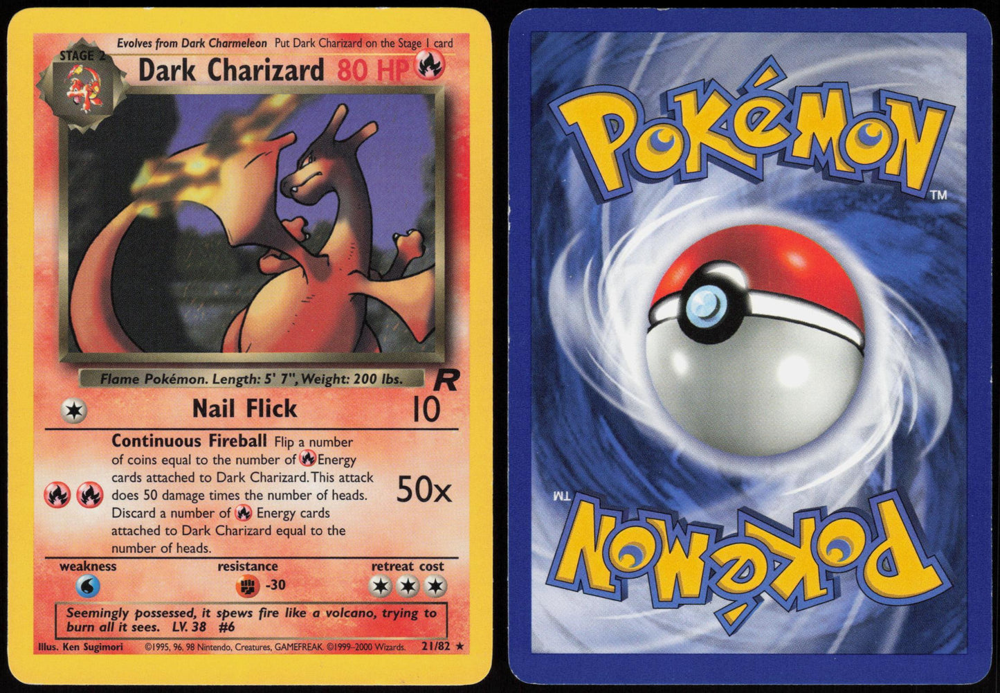 DARK CHARIZARD 21/82 TEAM ROCKET POKEMON RARE UNLIMITED MP