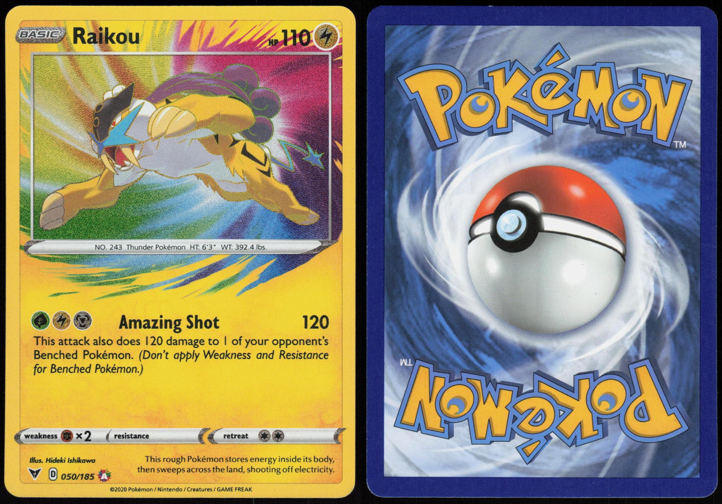 RAIKOU 050/185 VIVID VOLTAGE POKEMON AMAZING RARE HOLO LP