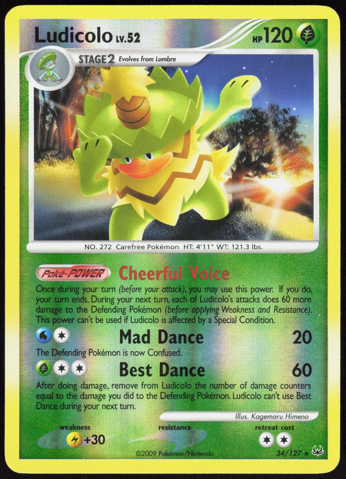 LUDICOLO 34/127 PLATINUM POKEMON RARE REVERSE HOLO LP