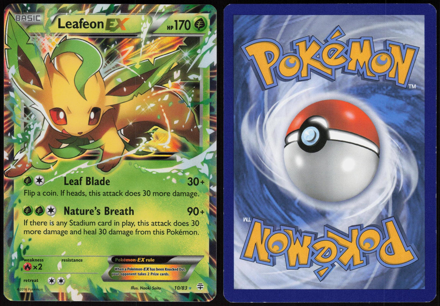 LEAFEON EX 10/83 GENERATIONS POKEMON EX RARE HOLO LP