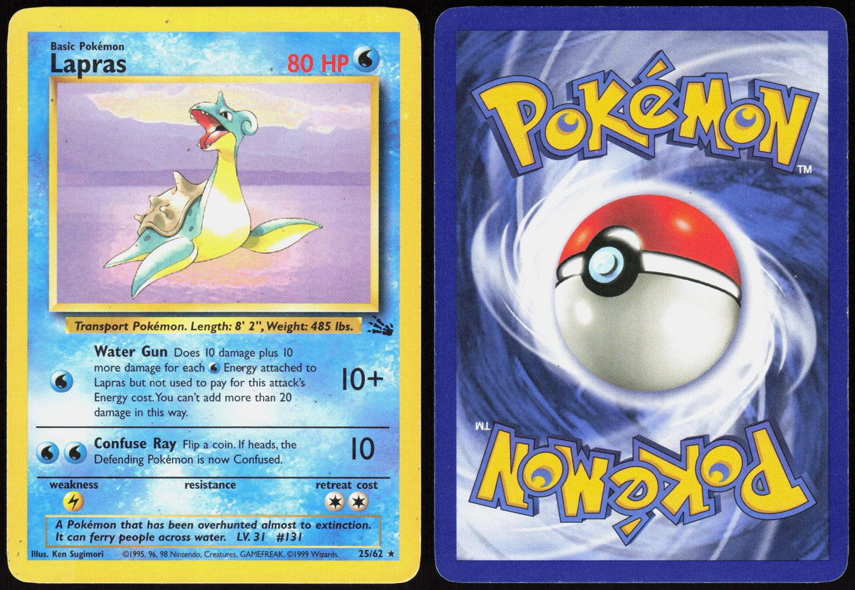 LAPRAS 25/62 FOSSIL POKEMON RARE UNLIMITED LP