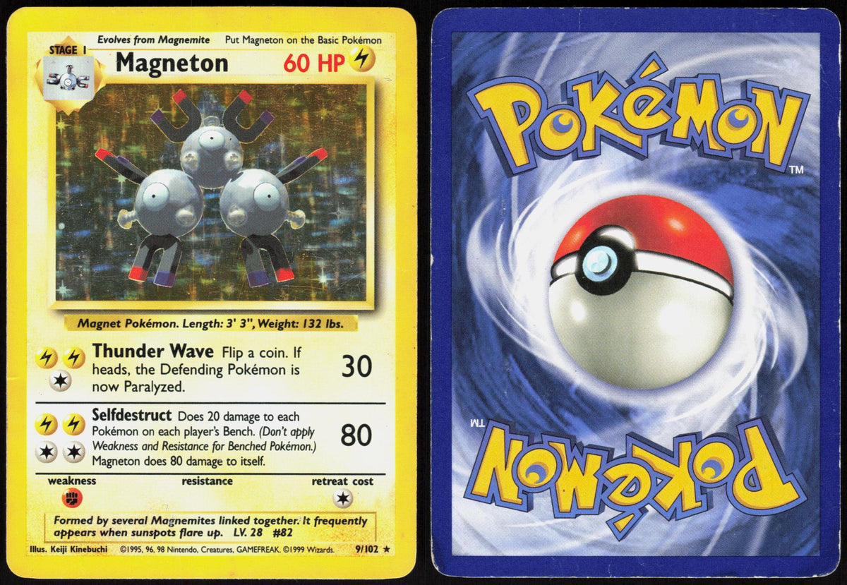 MAGNETON 9/102 BASE SET UNLIMITED POKEMON HOLO RARE HP